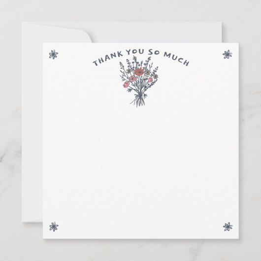 Wildflower Bouquet Rustic Whimsical Bridal Shower  Dankeskarte (Vorderseite)