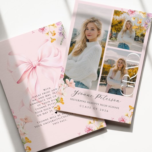 Wildflower & Bow Graduation Announcement Ankündigung