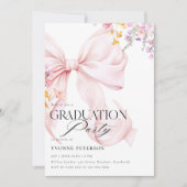 Wildflower & Bow Graduation Invitation Einladung (Vorderseite)