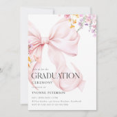 Wildflower & Bow Graduation Invitation Einladung (Vorderseite)