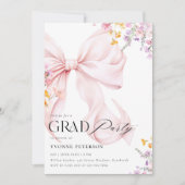 Wildflower & Bow Graduation Invitation Einladung (Vorderseite)