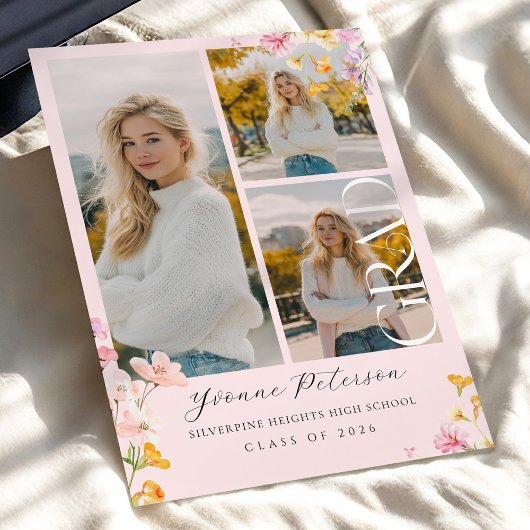 Wildflower & Bow Graduation Invitation Einladung