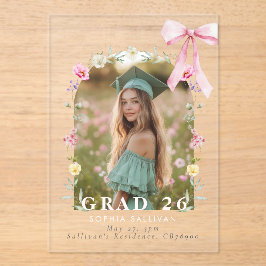Wildflower Bow Graduation party Photo Collage Acryleinladungen
