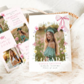 Wildflower Bow Graduation party Photo Collage Einladung