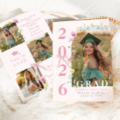 Wildflower Bow Graduation party Photo Collage Einladung