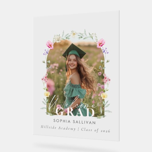 Wildflower Bow Graduation party Photo Welcome Acrylschild (Winkel)