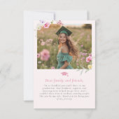 Wildflower Bow Graduation Photo Dankeskarte (Rückseite)