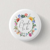 Wildflower Braut Script Hochzeit Button (Vorderseite)