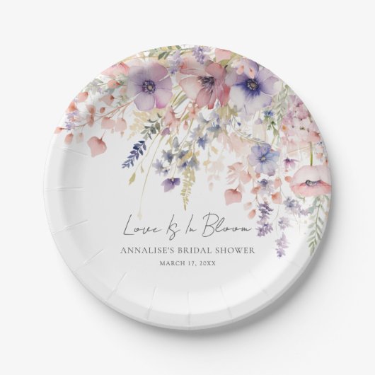 Wildflower-Brautdusche Pappteller (Vorderseite)