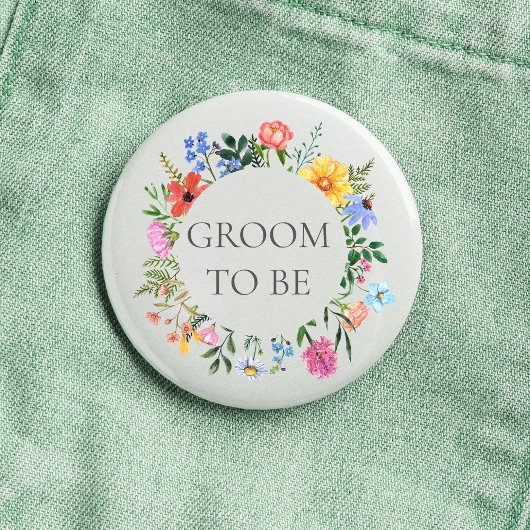 Wildflower Bräutigam Hochzeit Button