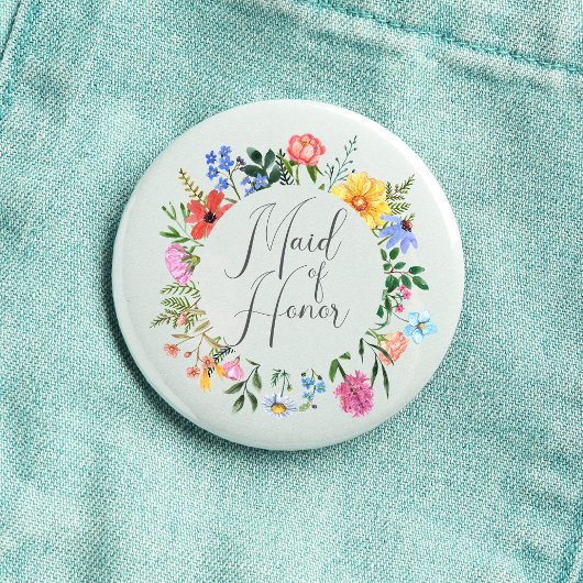 Wildflower Brautjungfer Skript Hochzeit Button
