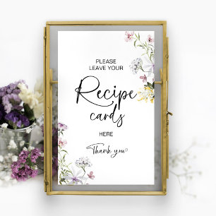 Wildflower Brautparty Rezeptkarte Schild
