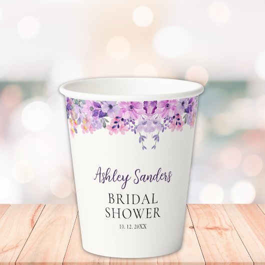 Wildflower Bridal Shower in Soft Purple Palette Pappbecher