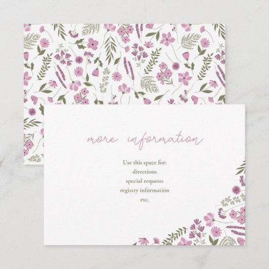 wildflower bridal shower insert - purple einladung (Vorne/Hinten)