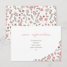 wildflower bridal shower invitation insert - pink einladung