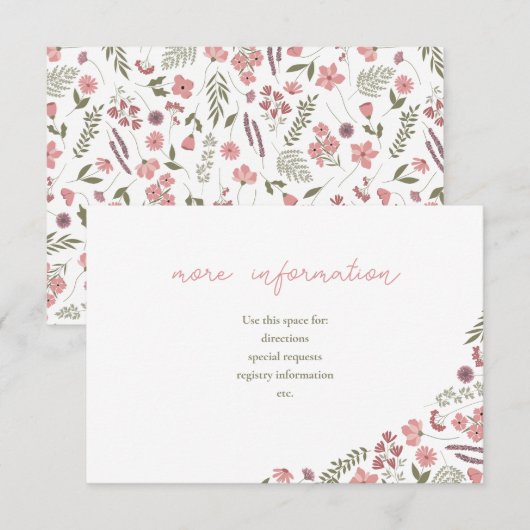 wildflower bridal shower invitation insert - pink einladung (Vorne/Hinten)