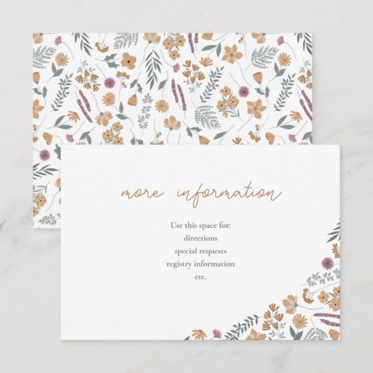 wildflower bridal shower invite insert - orange einladung (Vorne/Hinten)