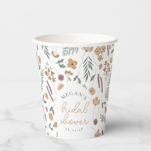 Wildflower Bridal Shower Paper Cups - Orange Pappbecher (Vorderseite)