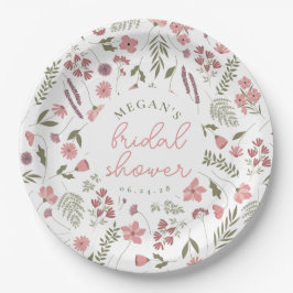 Wildflower Bridal Shower Paper Plates - Pink Pappteller