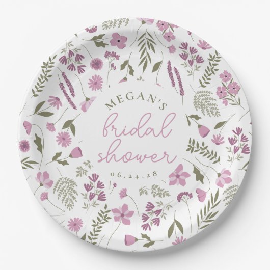 Wildflower Bridal Shower Paper Plates - Purple Pappteller (Vorderseite)