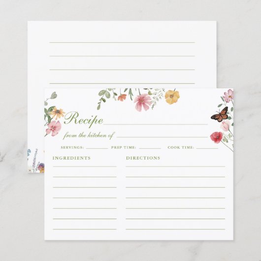 Wildflower Bridal Shower Recipe Card (Vorne/Hinten)