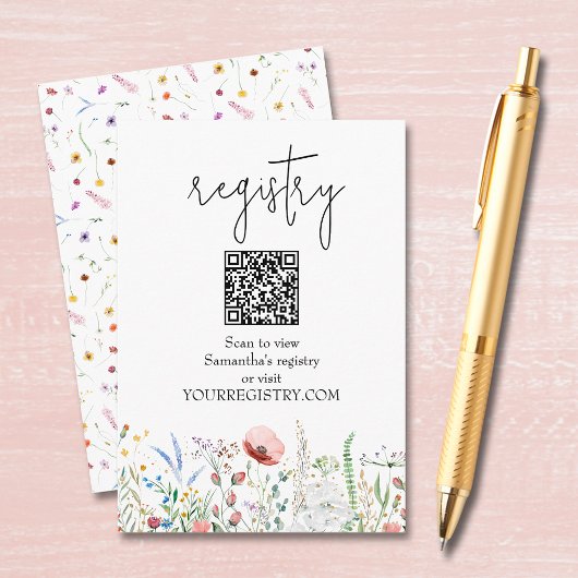 Wildflower Bridal Shower Registry Begleitkarte