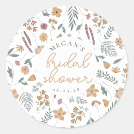 Wildflower Bridal Shower Sticker - Orange