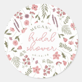 Wildflower Bridal Shower Sticker - Pink