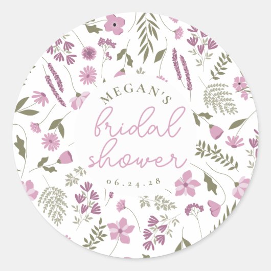 Wildflower Bridal Shower Sticker - Purple (Vorderseite)