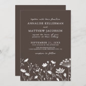 Wildflower Brown Wedding Einladung (Vorne/Hinten)