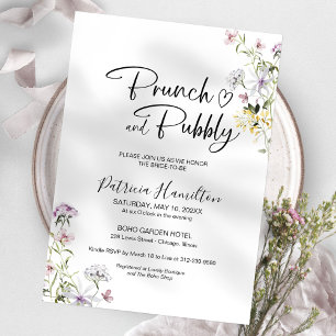 Wildflower-Brunch und Champagner-Brautabschied Einladung