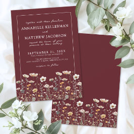 Wildflower Burgundy Floral Wedding Einladung