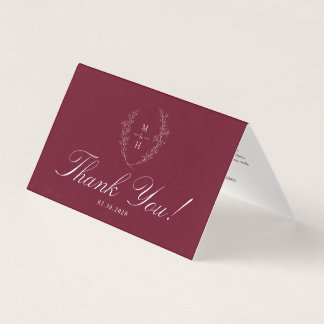 Wildflower Burgundy Wedding Folded Photo thank you