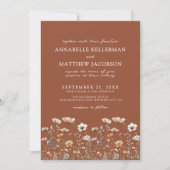 Wildflower Burnt Orange Floral Wedding Einladung (Vorderseite)