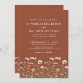 Wildflower Burnt Orange Floral Wedding Einladung (Vorne/Hinten)