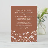Wildflower Burnt Orange Wedding Einladung (Stehend Vorderseite)