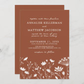 Wildflower Burnt Orange Wedding Einladung (Vorne/Hinten)