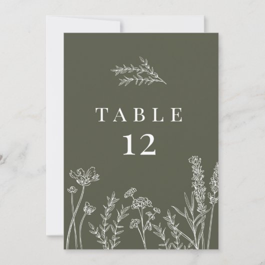 Wildflower Burnt Orange Wedding Table Number Einladung (Vorderseite)