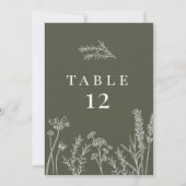Wildflower Burnt Orange Wedding Table Number Einladung (Rückseite)