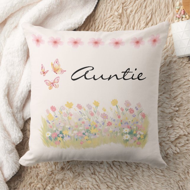Wildflower Butterfly Auntie Throw Pillow Gift Kissen (Decke)