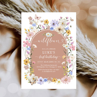 Wildflower Butterfly Girl Birthday Invitation Einladung