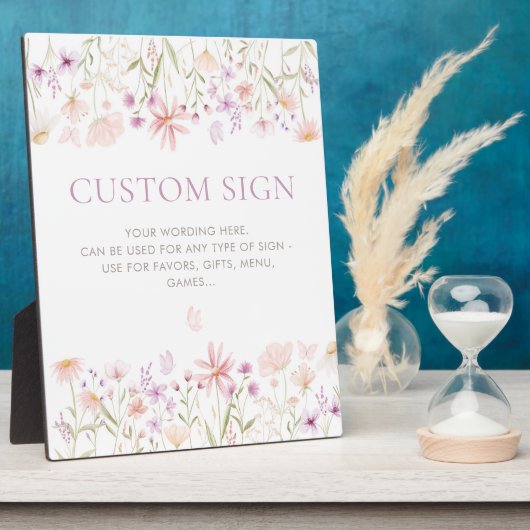 Wildflower Butterfly Girls 1st Birthday Party Sign Fotoplatte (Seite)