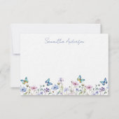 Wildflower Butterfly Personalized Flat Note Card Mitteilungskarte (Vorderseite)