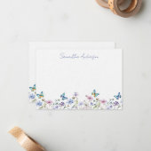 Wildflower Butterfly Personalized Flat Note Card Mitteilungskarte (Vorderseite/Rückseite Beispiel)