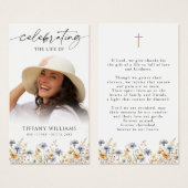 Wildflower Celebration of Life Cross Prayer Card (Vorne & Hinten)