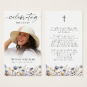 Wildflower Celebration of Life Cross Prayer Card (Vorne & Hinten)