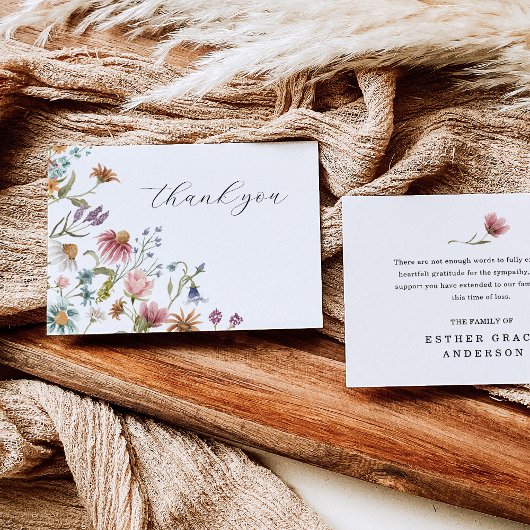Wildflower Celebration of Life Funeral Thank You Dankeskarte