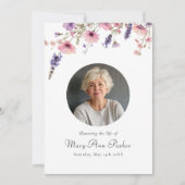 Wildflower "Celebration of Life" Photo Funeral  Einladung (Vorderseite)