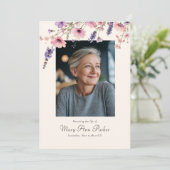 Wildflower "Celebration of Life" Photo Funeral  Einladung (Stehend Vorderseite)