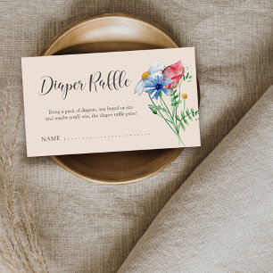 Wildflower Charm Baby Shower Windel-Raffle-Ticket Begleitkarte